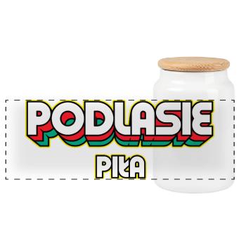 Podlasie Piła. Nom du district rétro - Boîte à biscuits avec couvercle en bois - blanc - Devant