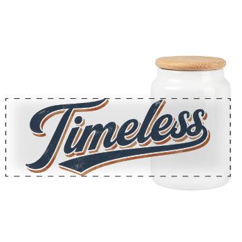 Timeless vintage lettering - Panoramic Cookie Jar with Wooden Lid - white - Front