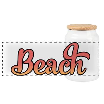Beach - Panoramic Cookie Jar with Wooden Lid - white - Front