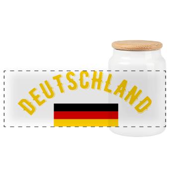 Deutschland Football Fan Vintage Typography  - Panoramic Cookie Jar with Wooden Lid - white - Front