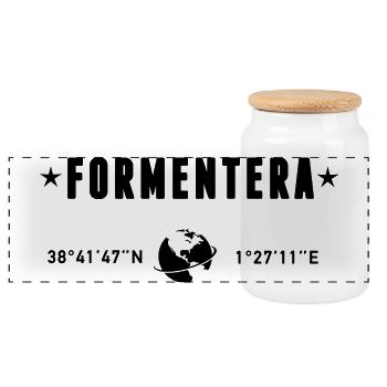 Formentera, Espagne, coordonnées de la planète Terre - Boîte à biscuits avec couvercle en bois - blanc - Devant
