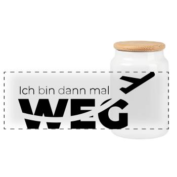 Ich bin dann mal weg - Panorama Keksdose mit Holzdeckel - Weiß - Vorne