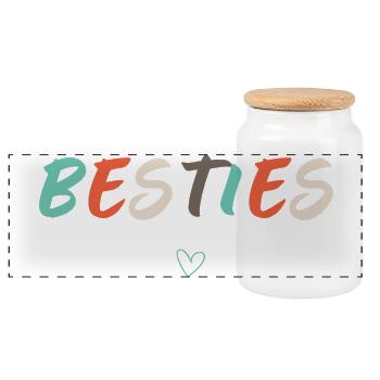 Besties Best Friends Best Friends - Panoramic Cookie Jar with Wooden Lid - white - Front