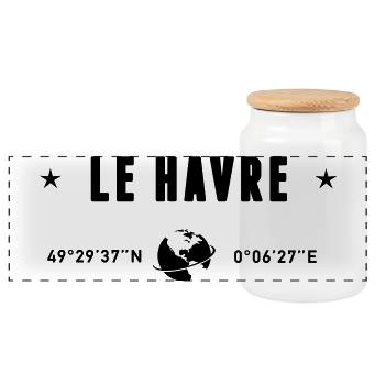 Le Havre France Coordonnées Gps Globe - Boîte à biscuits avec couvercle en bois - blanc - Devant