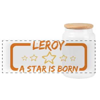 Leroy en cadeau - Boîte à biscuits avec couvercle en bois - blanc - Devant