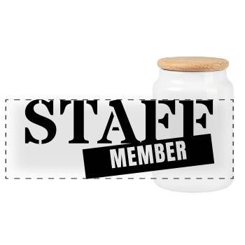 Membre du personnel - Employé de l’équipe pour événements personnels - Boîte à biscuits avec couvercle en bois - blanc - Devant