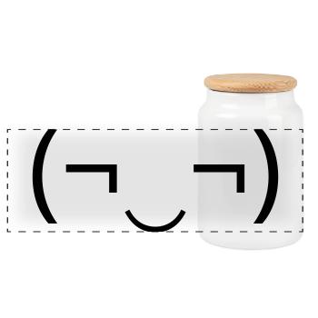Émoticône espiègle (¬‿¬) sourire espiègle - Boîte à biscuits avec couvercle en bois - blanc - Devant