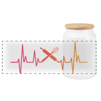Bakery Sunset Heartbeat Baker - Panoramic Cookie Jar with Wooden Lid - white - Front