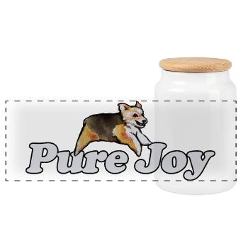 Pure Joy Corgi Lauf - Panorama Keksdose mit Holzdeckel - Weiß - Vorne