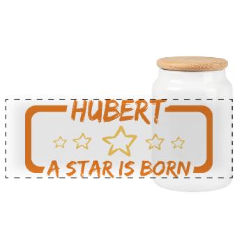 Cadeau pour Hubert - Boîte à biscuits avec couvercle en bois - blanc - Devant