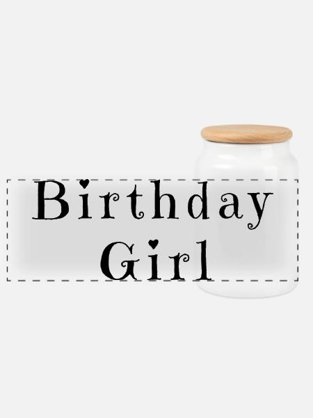 Birthday Girl – Celebration Design - Panorama Keksdose mit Holzdeckel - Weiß