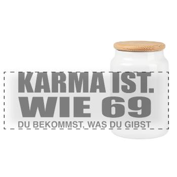 Karma 69  - Panorama Keksdose mit Holzdeckel - Weiß - Vorne