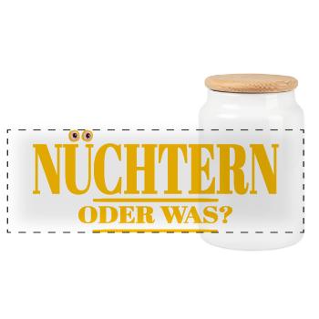 nüchtern spruch lustige party - Panorama Keksdose mit Holzdeckel - Weiß - Vorne
