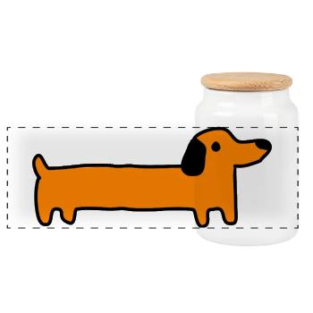 Dackel Hund Geschenk - Panorama Keksdose mit Holzdeckel - Weiß - Vorne