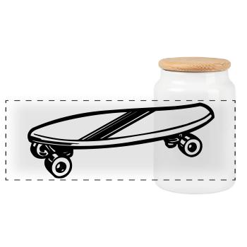 Planche à roulettes - Boîte à biscuits avec couvercle en bois - blanc - Devant