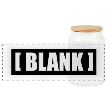 [ Blank ] No Logo Typography - Panoramic Cookie Jar with Wooden Lid - white - Front