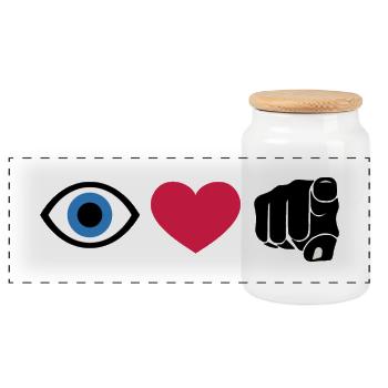 Ich liebe dich, Rebus | Eye Heart You visuelles Zitat - Panorama Keksdose mit Holzdeckel - Weiß - Vorne