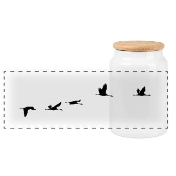 Oiseaux migrateurs Oiseaux - Boîte à biscuits avec couvercle en bois - blanc - Devant