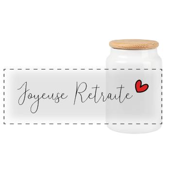 RETRAITE. BONNE RETRAITE. JOYEUSE RETRAITE - Boîte à biscuits avec couvercle en bois - blanc - Devant