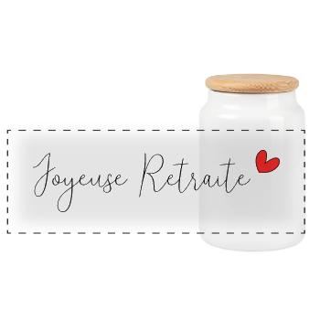 RETIREMENT. RETIREMENT. RETIRED. RETIREMENT - Panoramic Cookie Jar with Wooden Lid - white - Front
