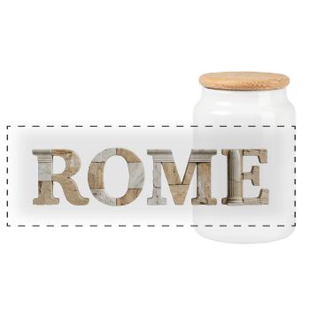 Rom / Rome Typografie mit antiker Architektur - Panorama Keksdose mit Holzdeckel - Weiß - Vorne