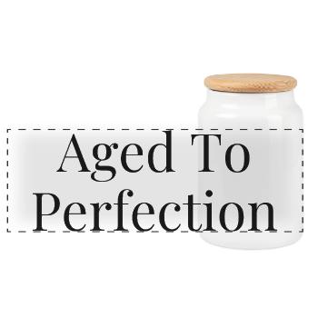 birthday shirt | Aged To Perfection - Panoramic Cookie Jar with Wooden Lid - white - Front