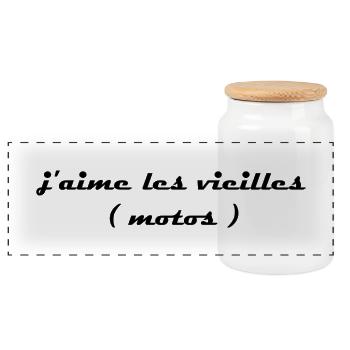 j aime les vieilles motos - Boîte à biscuits avec couvercle en bois - blanc - Devant
