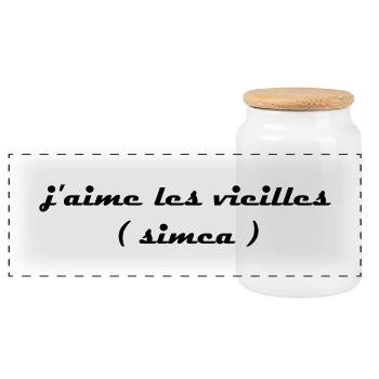 j aime les vieilles simca noir - Boîte à biscuits avec couvercle en bois - blanc - Devant