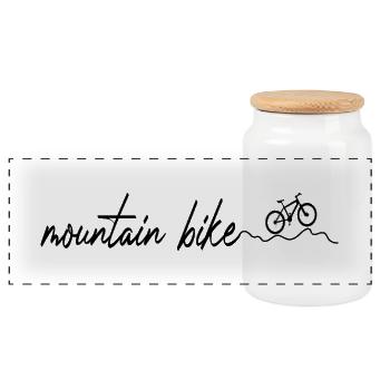 Fahrrad Mountainbike Mtb Radfahrer - Panorama Keksdose mit Holzdeckel - Weiß - Vorne