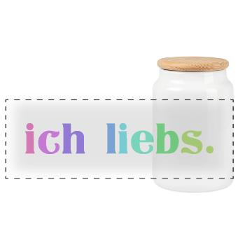Ich liebs - Panorama Keksdose mit Holzdeckel - Weiß - Vorne