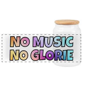 No music, no glory. For music lover * - Panoramic Cookie Jar with Wooden Lid - white - Front