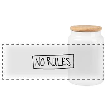 NO RULES - Panoramic Cookie Jar with Wooden Lid - white - Front