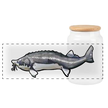 Grubbed Kelfish Tail Pattern - Panoramic Cookie Jar with Wooden Lid - white - Front