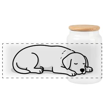 Sleeping Cats Silhouette - Panoramic Cookie Jar with Wooden Lid - white - Front