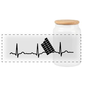 EKG HERZSCHLAG SCHOKOLADE chocolate Black - Panorama Keksdose mit Holzdeckel - Weiß - Vorne