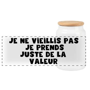 juste de la valeur - Boîte à biscuits avec couvercle en bois - blanc - Devant