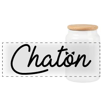 Chaton - Boîte à biscuits avec couvercle en bois - blanc - Devant