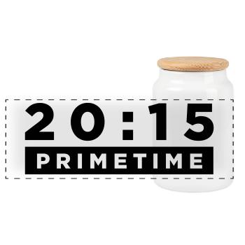 Prime Time - Panoramic Cookie Jar with Wooden Lid - white - Front