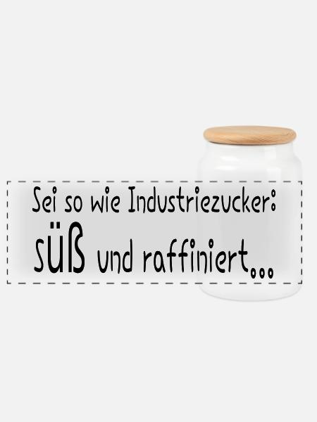 Zucker - Panorama Keksdose mit Holzdeckel - Weiß