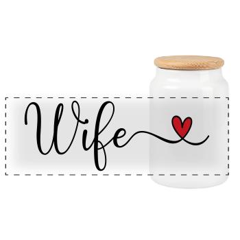 Femme - Boîte à biscuits avec couvercle en bois - blanc - Devant