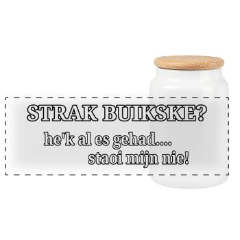 Ventre serré? - Boîte à biscuits avec couvercle en bois - blanc - Devant