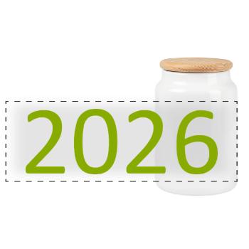 2026 Green Birthday Anniversary Template Design - Panoramic Cookie Jar with Wooden Lid - white - Front