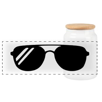 Sonnenbrille Sommer Urlaub Geschenk - Panorama Keksdose mit Holzdeckel - Weiß - Vorne