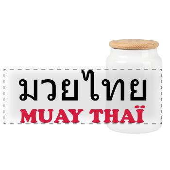 Muay Thai (V) - Panorama Keksdose mit Holzdeckel - Weiß - Vorne