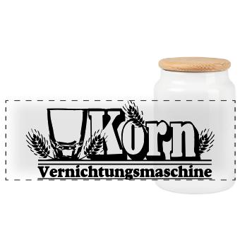Korn , Party ,Weizenkorn,Vernichtungsmaschine (25) - Panorama Keksdose mit Holzdeckel - Weiß - Vorne