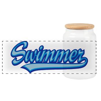 Swimmer - Panoramic Cookie Jar with Wooden Lid - white - Front