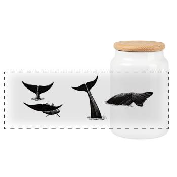 Queue de baleine - fluke de baleine - queues de baleines - Boîte à biscuits avec couvercle en bois - blanc - Devant