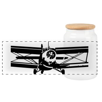 Heliskiing - Panoramic Cookie Jar with Wooden Lid - white - Front