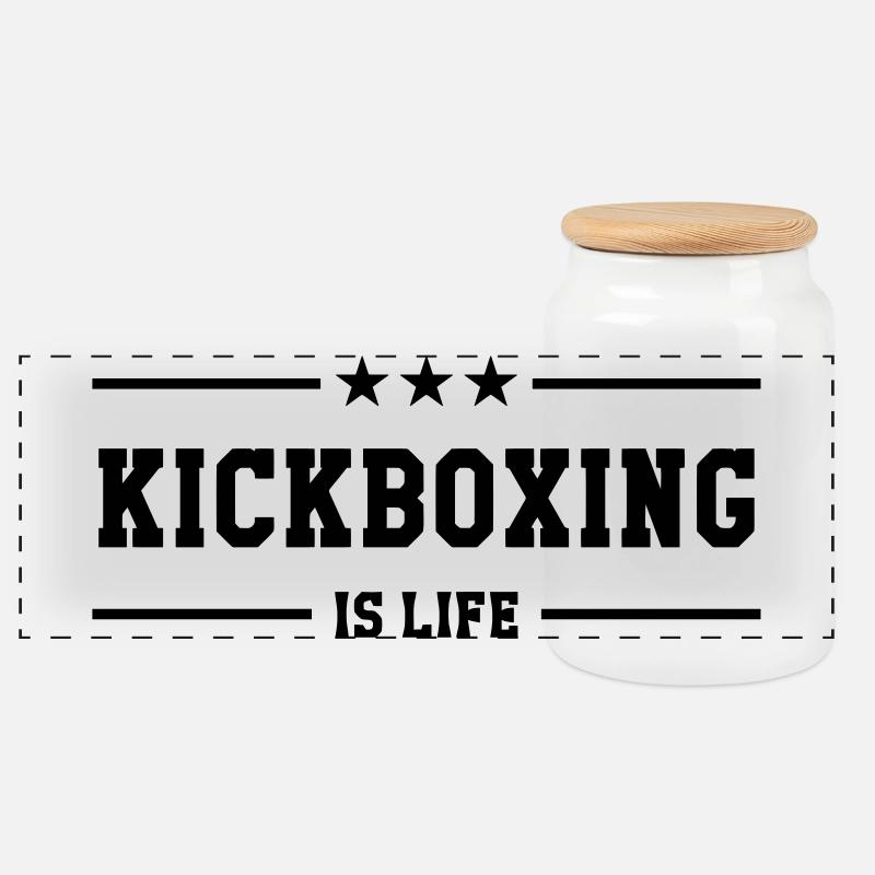 Kickboxen / Kickboxing / Kickboxer / Kick Boxing - Panorama Keksdose mit Holzdeckel - Weiß