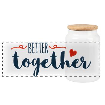 Better Together Script Heart - Panoramic Cookie Jar with Wooden Lid - white - Front